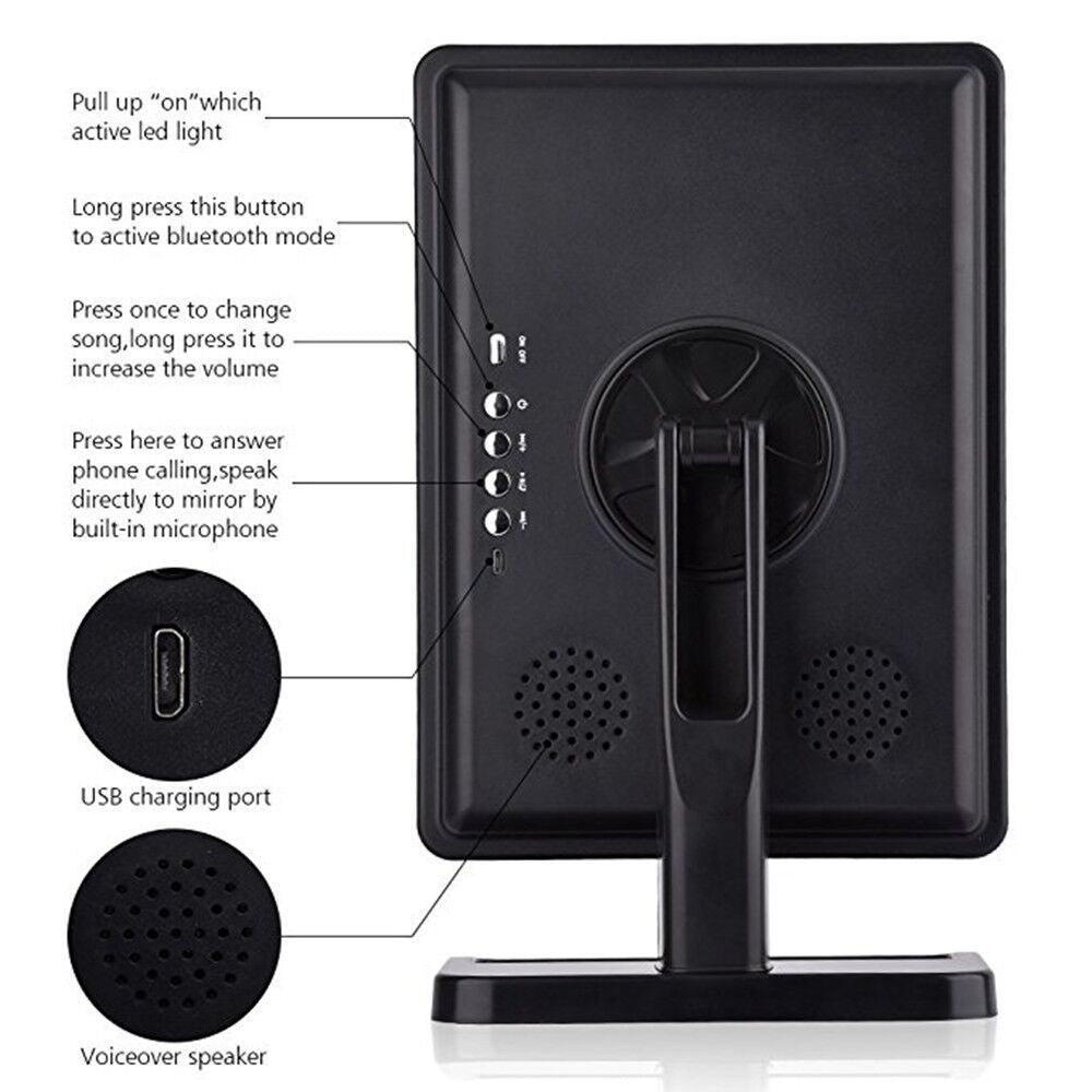 Espejo de Maquillaje con Pantalla Táctil y 20 Luces LED, Altavoz de Música Bluetooth y Espejos de Aumento de 10X con Luces
