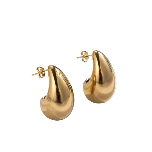 Aretes en forma de gota - acero inoxidable chapado en oro de 18K