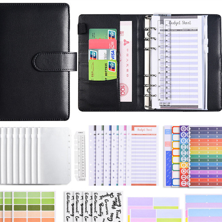 Cuaderno organizador de cuentas con estuche de vinipiel