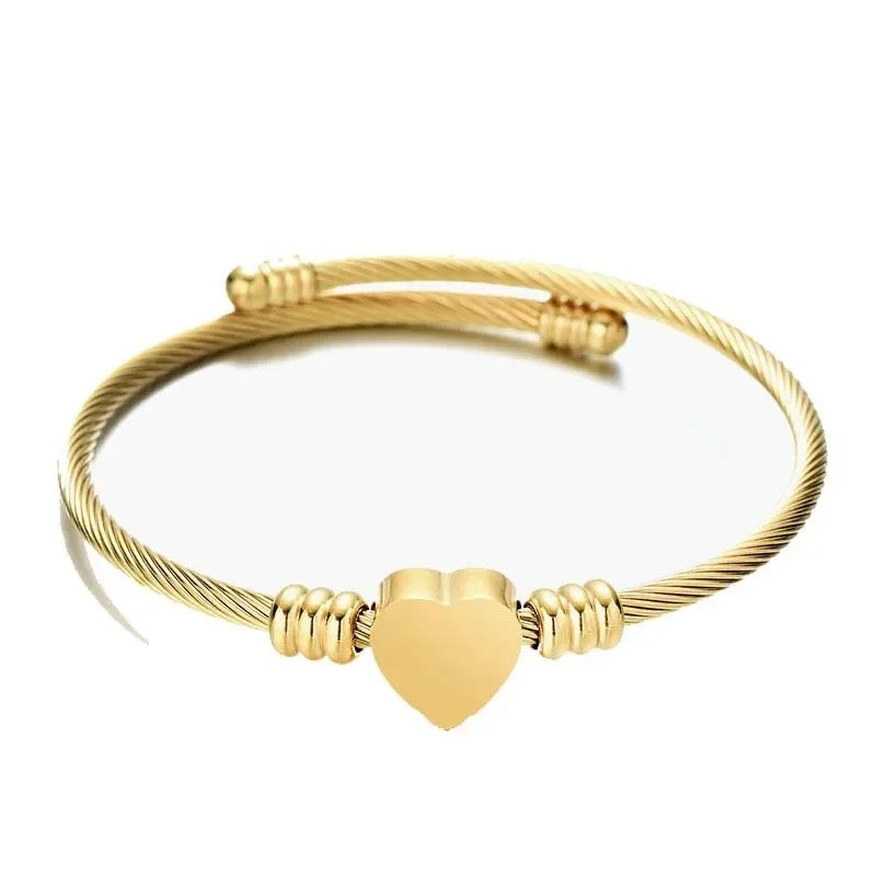 Pulsera corazón - Acero inoxidable chapado en oro