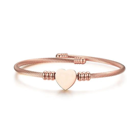 Pulsera corazón - Acero inoxidable chapado en oro rosado