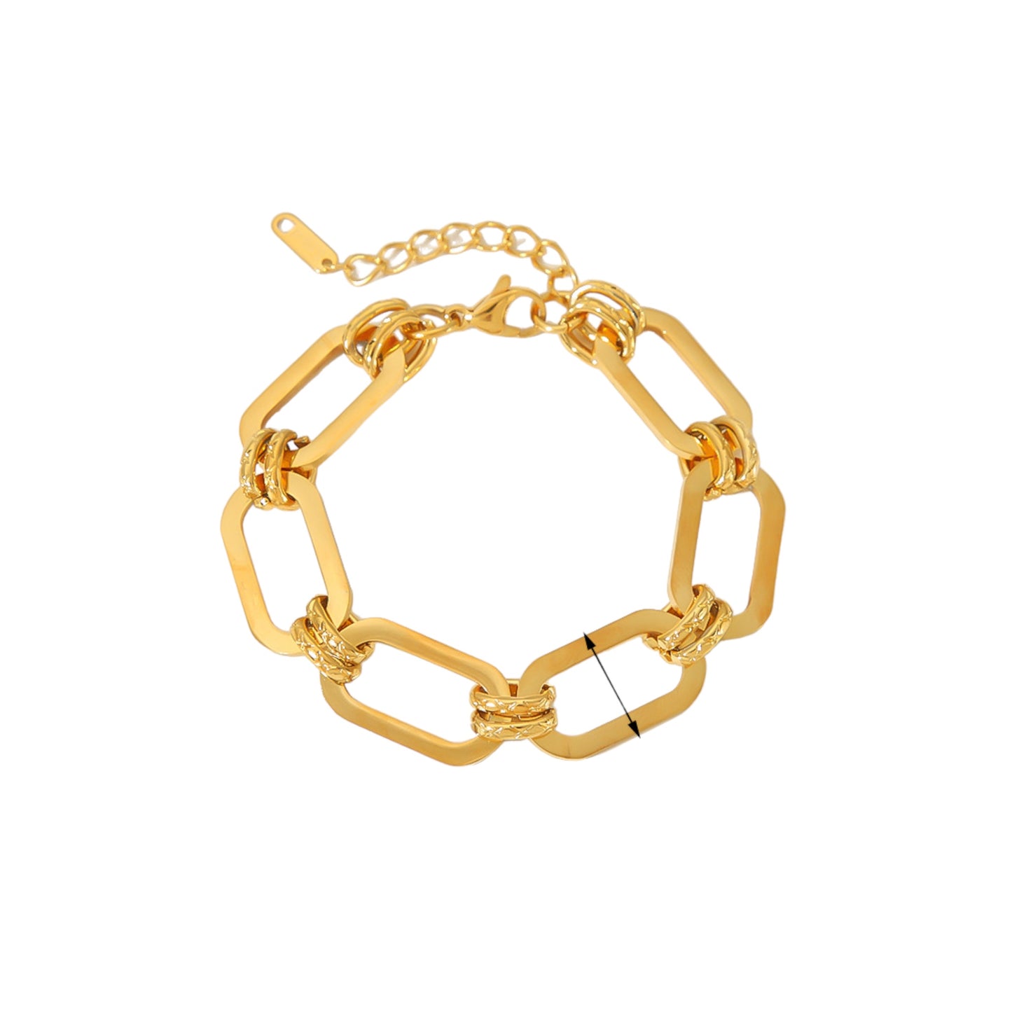 Pulsera de eslabones grandes - Acero inoxidable chapado en oro de 18K