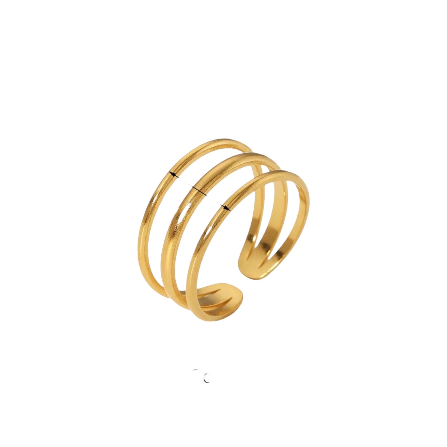 Anillo triple ajustable - Acero inoxidable con chapa de oro