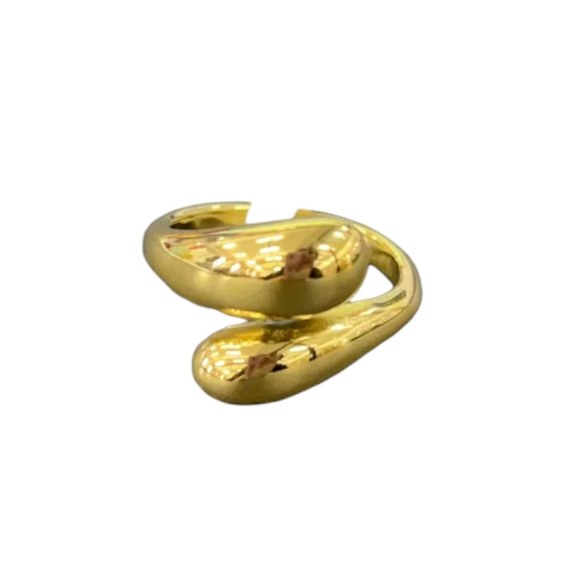 Anillo grueso envolvente - Titanio con chapa de oro