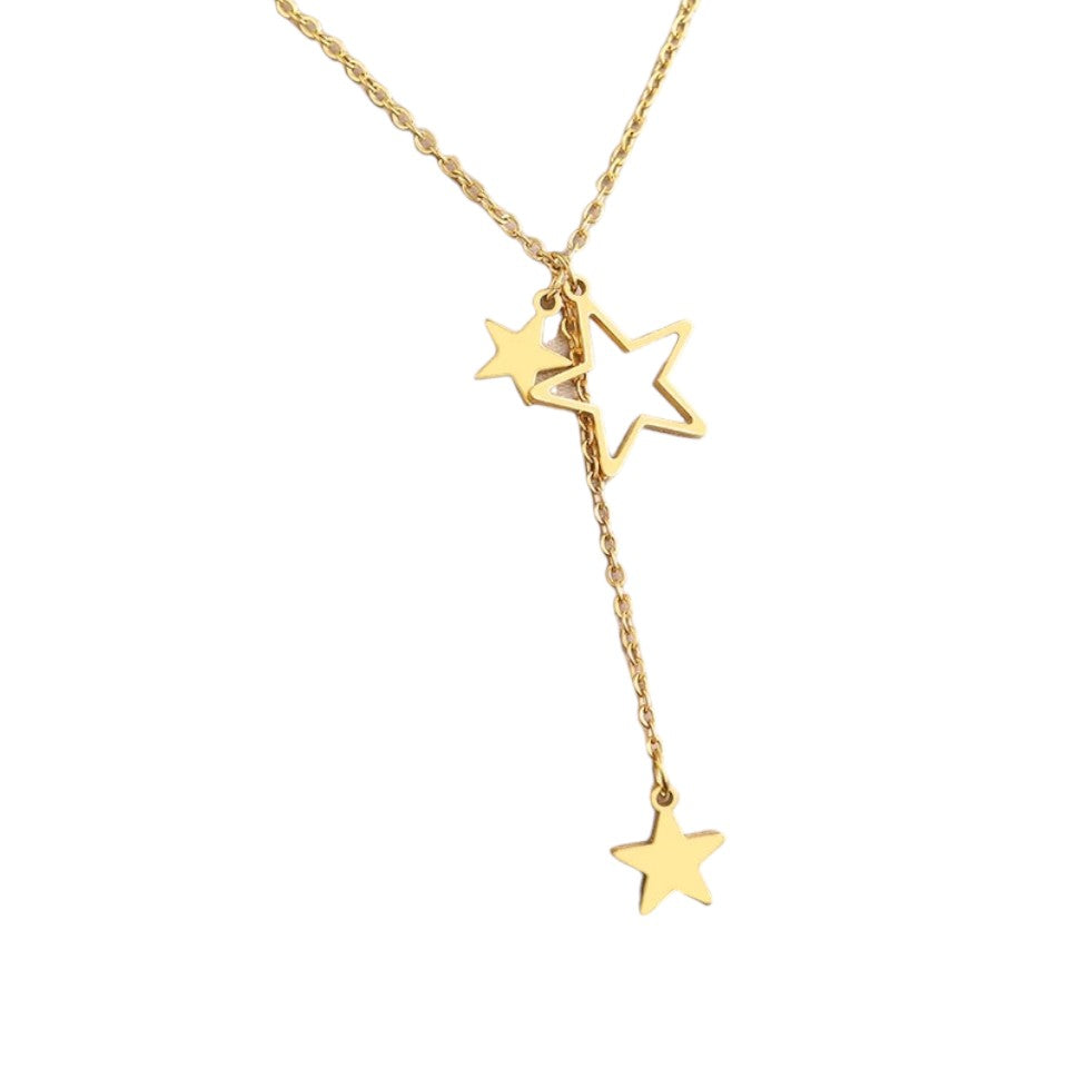 Collar de estrellas colgante - Acero inoxidable con chapado de oro