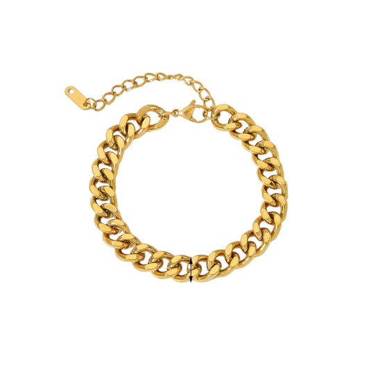 Pulsera de eslabones gruesos - Acero inoxidable con chapa de oro de 18K
