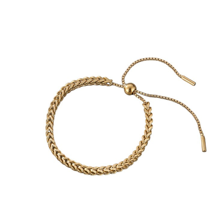 Pulsera trenzada con cordon - Acero de titanio con chapa de oro